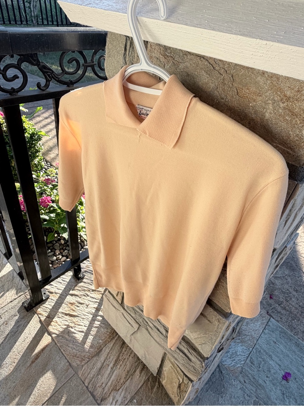 Vintage Lady Anne Peach Knit Polo Sweater